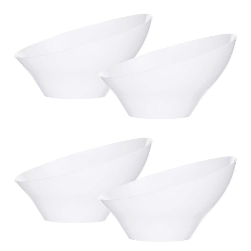 PLASTICPRO Disposable Angled Plastic Bowls Round Small Serving Bowl, Elegant for Party's, Snack, or Salad Bowl, White, Pack of 8 - Image 1